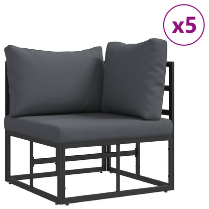 Set Divano da Giardino con cuscino 8 pcs Nero Alluminio