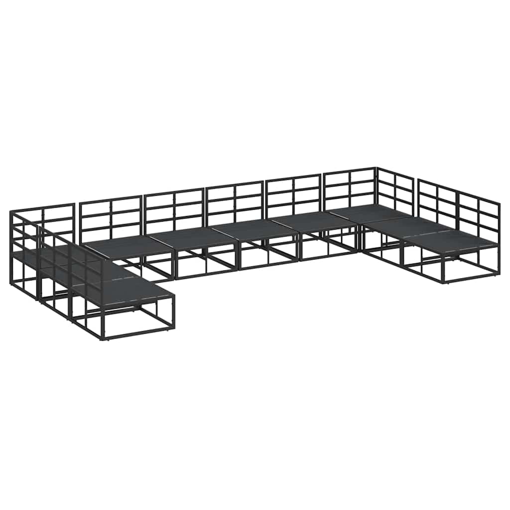 Set Divano da Giardino con cuscino 10 pcs Nero Alluminio
