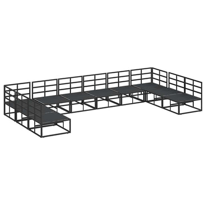 Set Divano da Giardino con cuscino 10 pcs Nero Alluminio