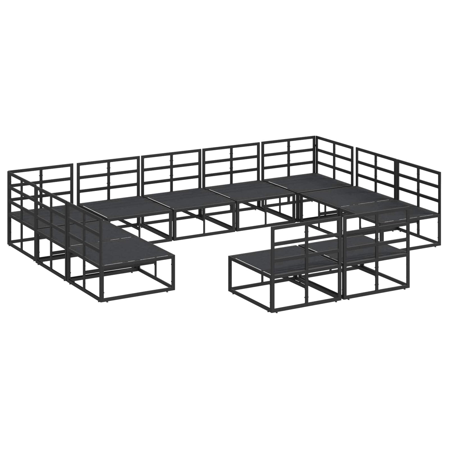 Set Divano da Giardino con cuscino 11 pcs Nero Alluminio