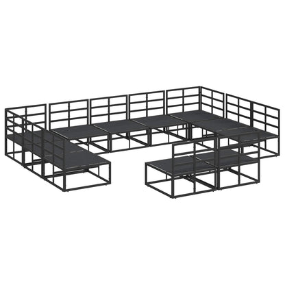 Set Divano da Giardino con cuscino 11 pcs Nero Alluminio