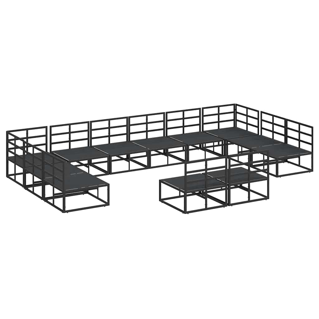 Set Divano da Giardino con cuscino 12 pcs Nero Alluminio