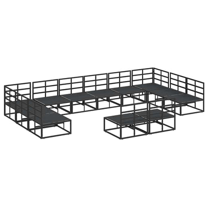 Set Divano da Giardino con cuscino 12 pcs Nero Alluminio