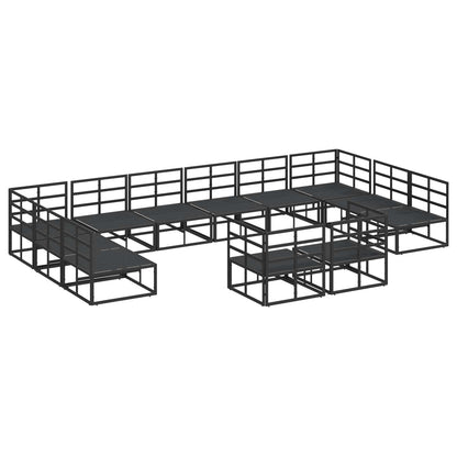 Set Divano da Giardino con cuscino 12 pcs Nero Alluminio