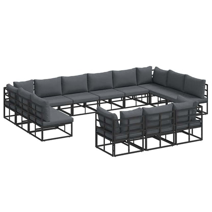 Set Divano da Giardino con cuscino 13 pcs Nero Alluminio