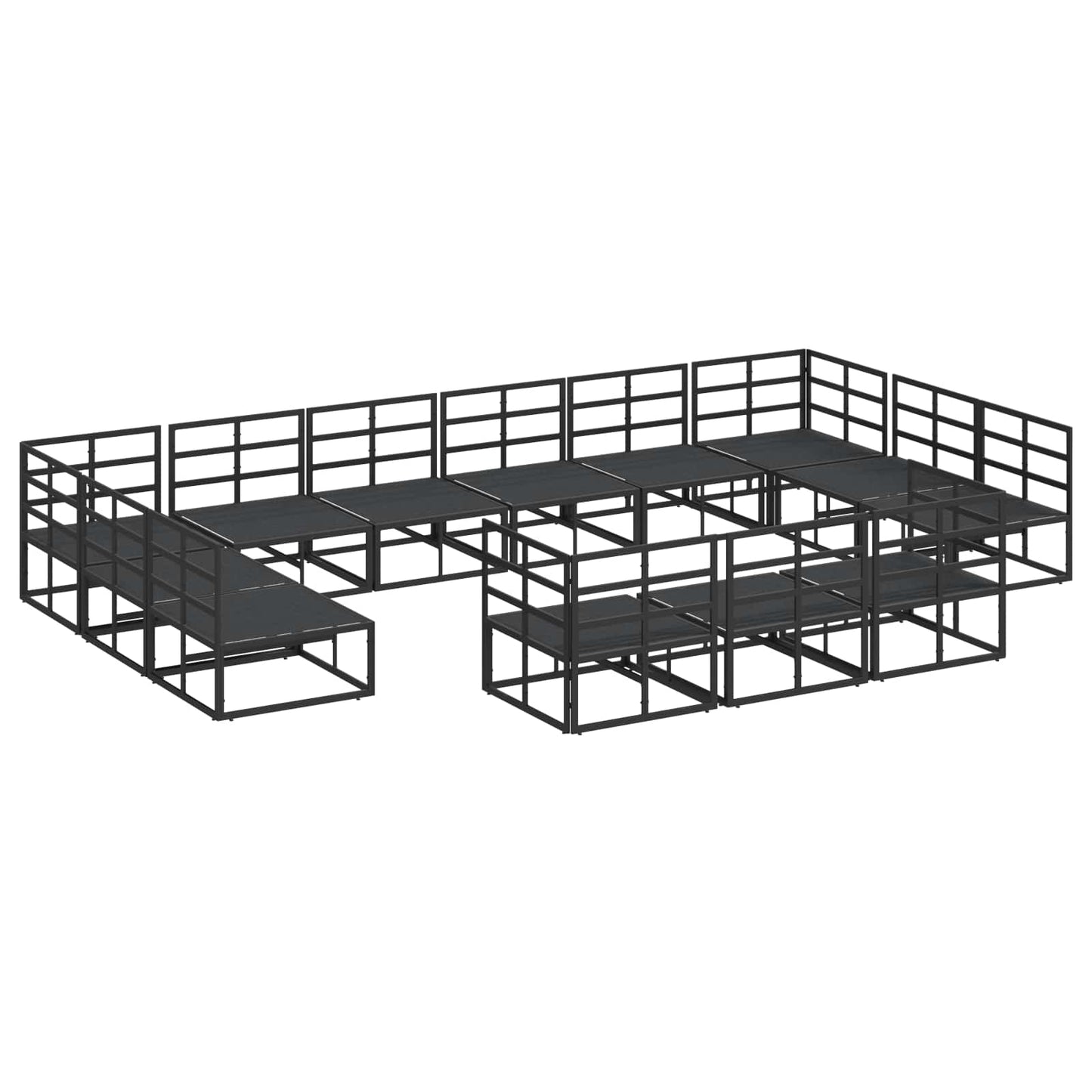 Set Divano da Giardino con cuscino 13 pcs Nero Alluminio