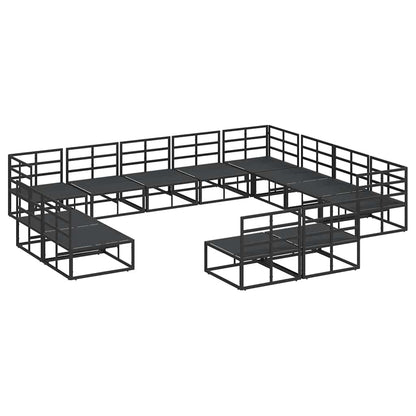 Set Divano da Giardino con cuscino 12 pcs Nero Alluminio