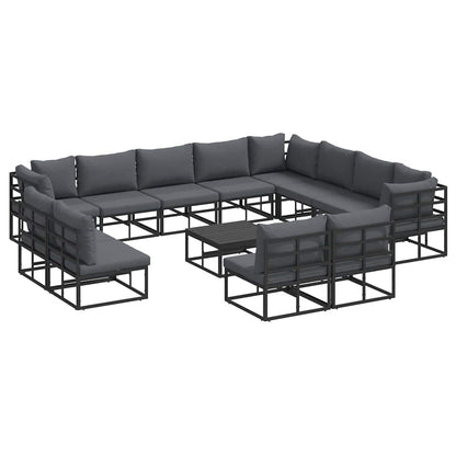 Set Divano da Giardino con cuscino 13 pcs Nero Alluminio