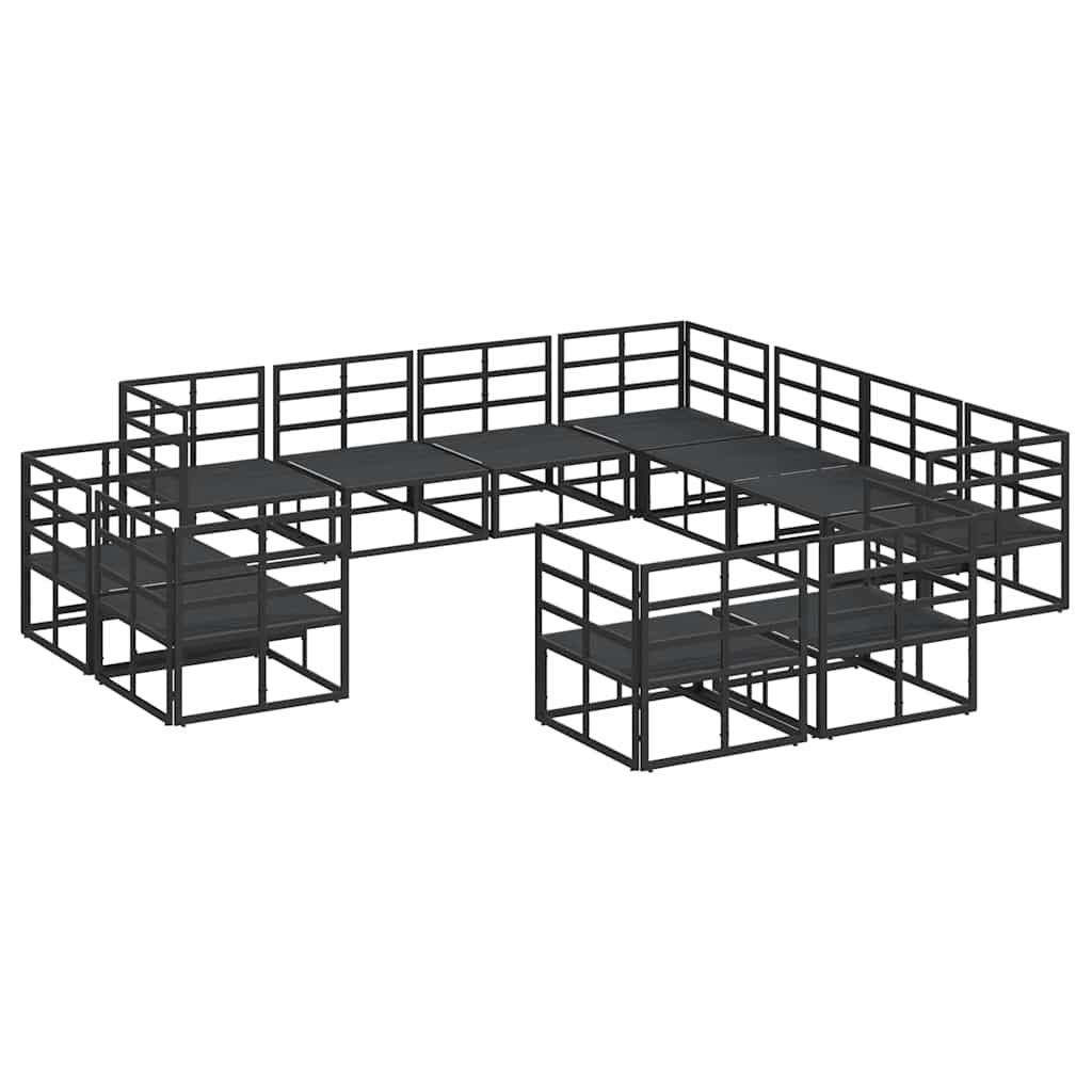 Set Divano da Giardino con cuscino 11 pcs Nero Alluminio