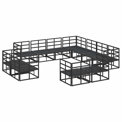 Set Divano da Giardino con cuscino 11 pcs Nero Alluminio