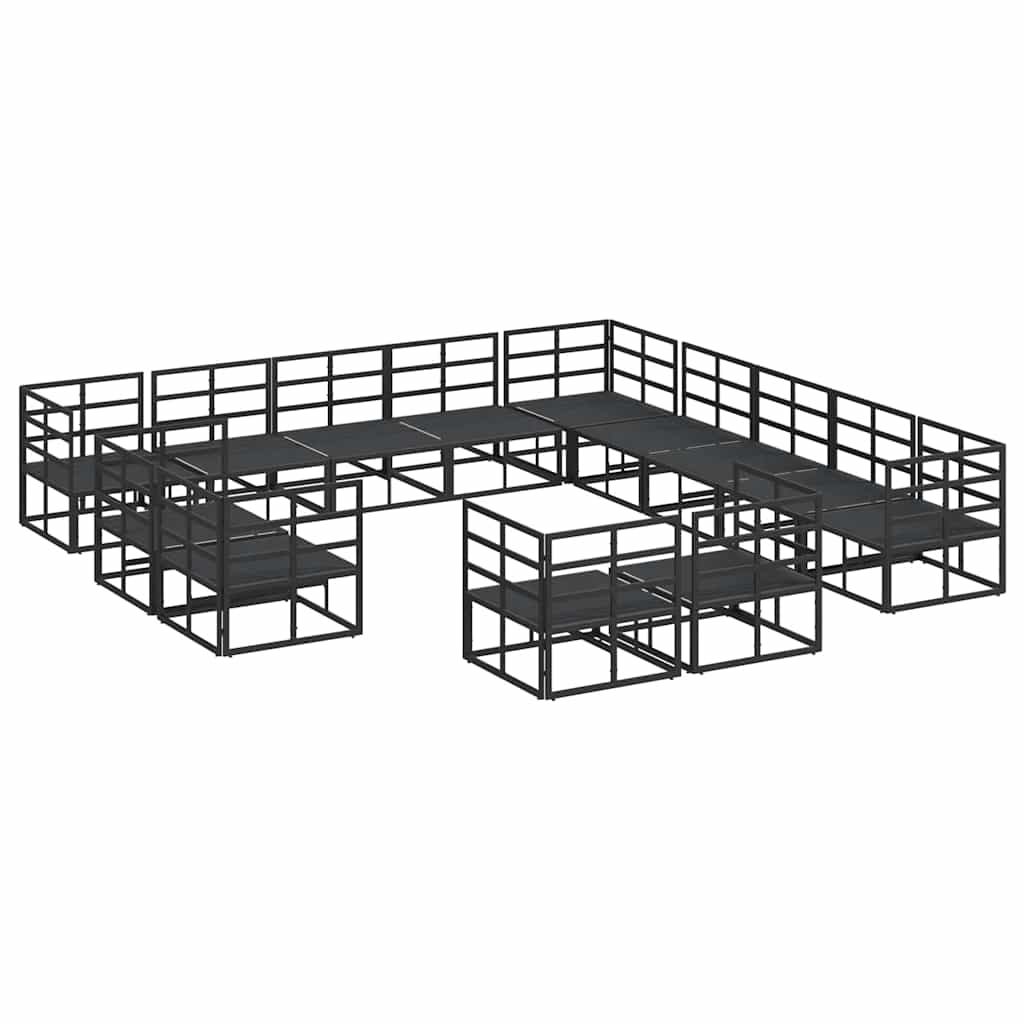 Set Divano da Giardino con cuscino 13 pcs Nero Alluminio