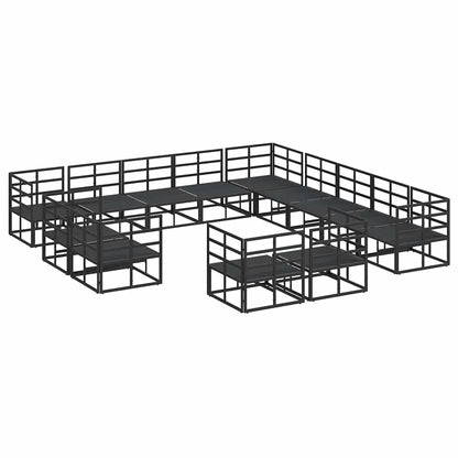 Set Divano da Giardino con cuscino 13 pcs Nero Alluminio