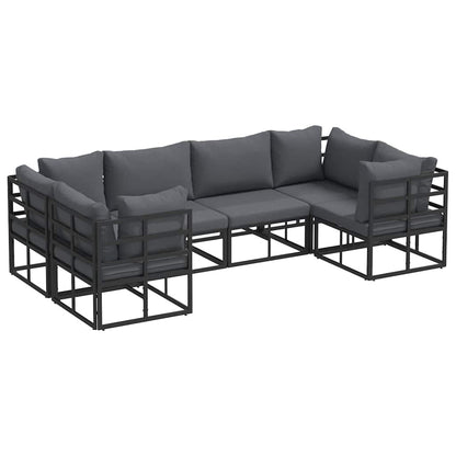 Set Divano da Giardino con cuscino 6 pcs Nero Alluminio