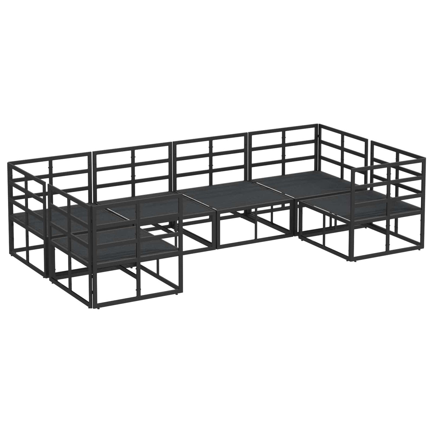 Set Divano da Giardino con cuscino 6 pcs Nero Alluminio