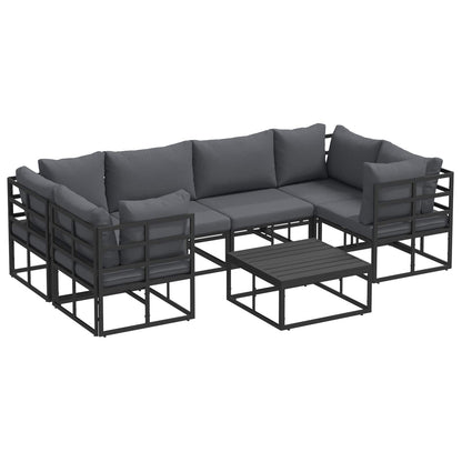 Set Divano da Giardino con cuscino 7 pcs Nero Alluminio