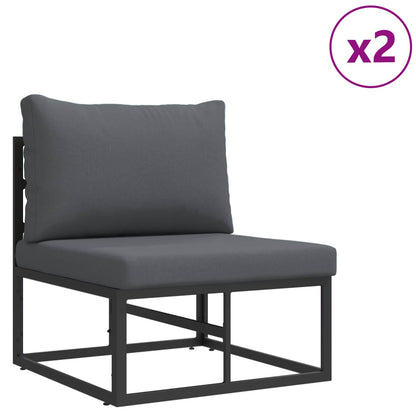Set Divano da Giardino con cuscino 7 pcs Nero Alluminio