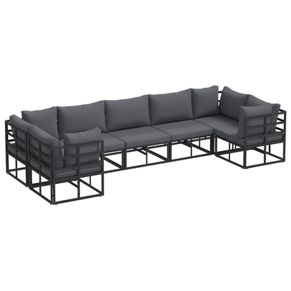 Set Divano da Giardino con cuscino 7 pcs Nero Alluminio