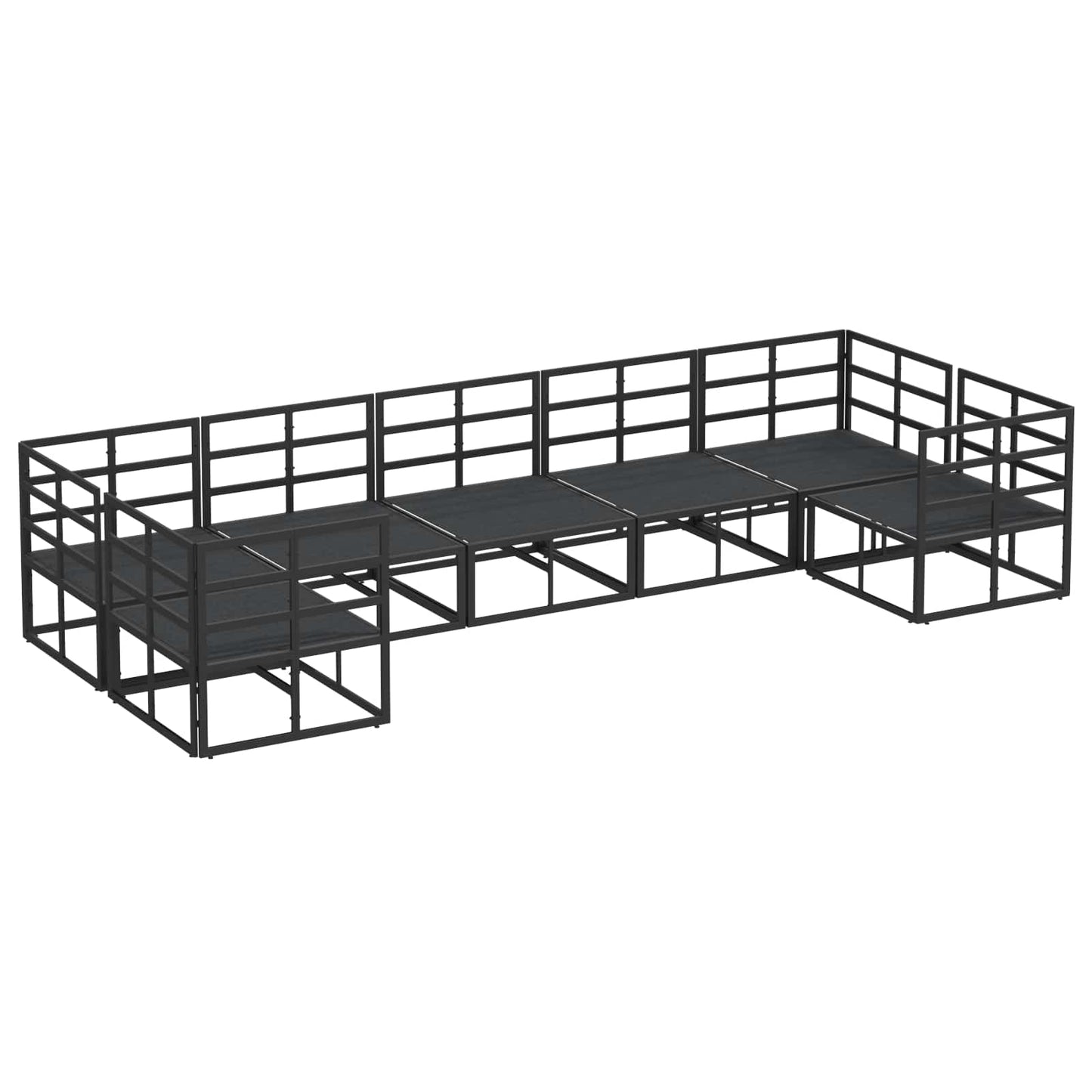Set Divano da Giardino con cuscino 7 pcs Nero Alluminio