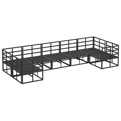Set Divano da Giardino con cuscino 7 pcs Nero Alluminio