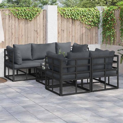 Set Divano da Giardino con cuscino 6 pcs Nero Acciaio