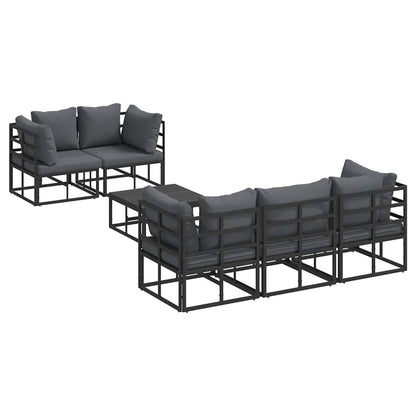 Set Divano da Giardino con cuscino 6 pcs Nero Acciaio