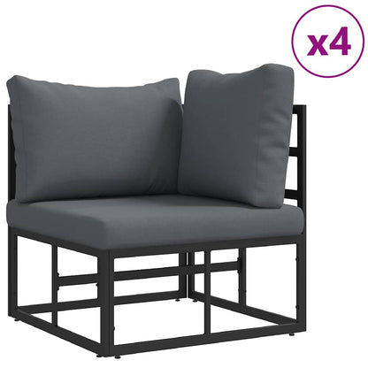 Set Divano da Giardino con cuscino 6 pcs Nero Acciaio