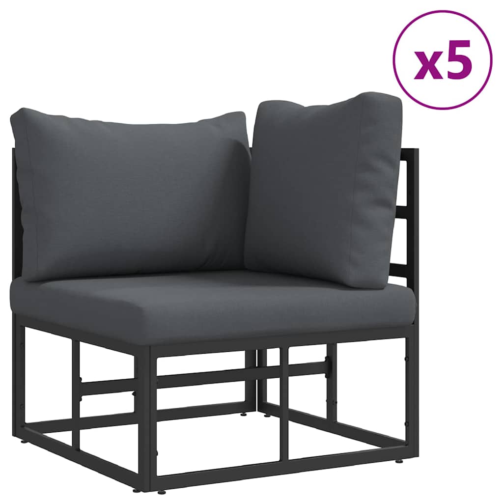 Set Divano da Giardino con cuscino 7 pcs Nero Acciaio