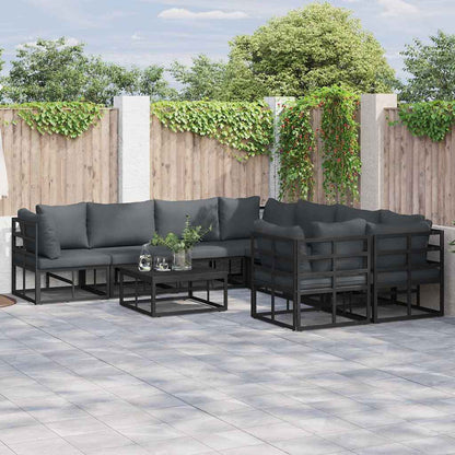 Set Divano da Giardino con cuscino 8 pcs Nero Acciaio
