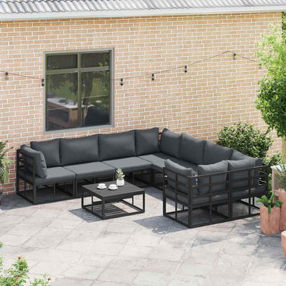 Set Divano da Giardino con cuscino 8 pcs Nero Acciaio