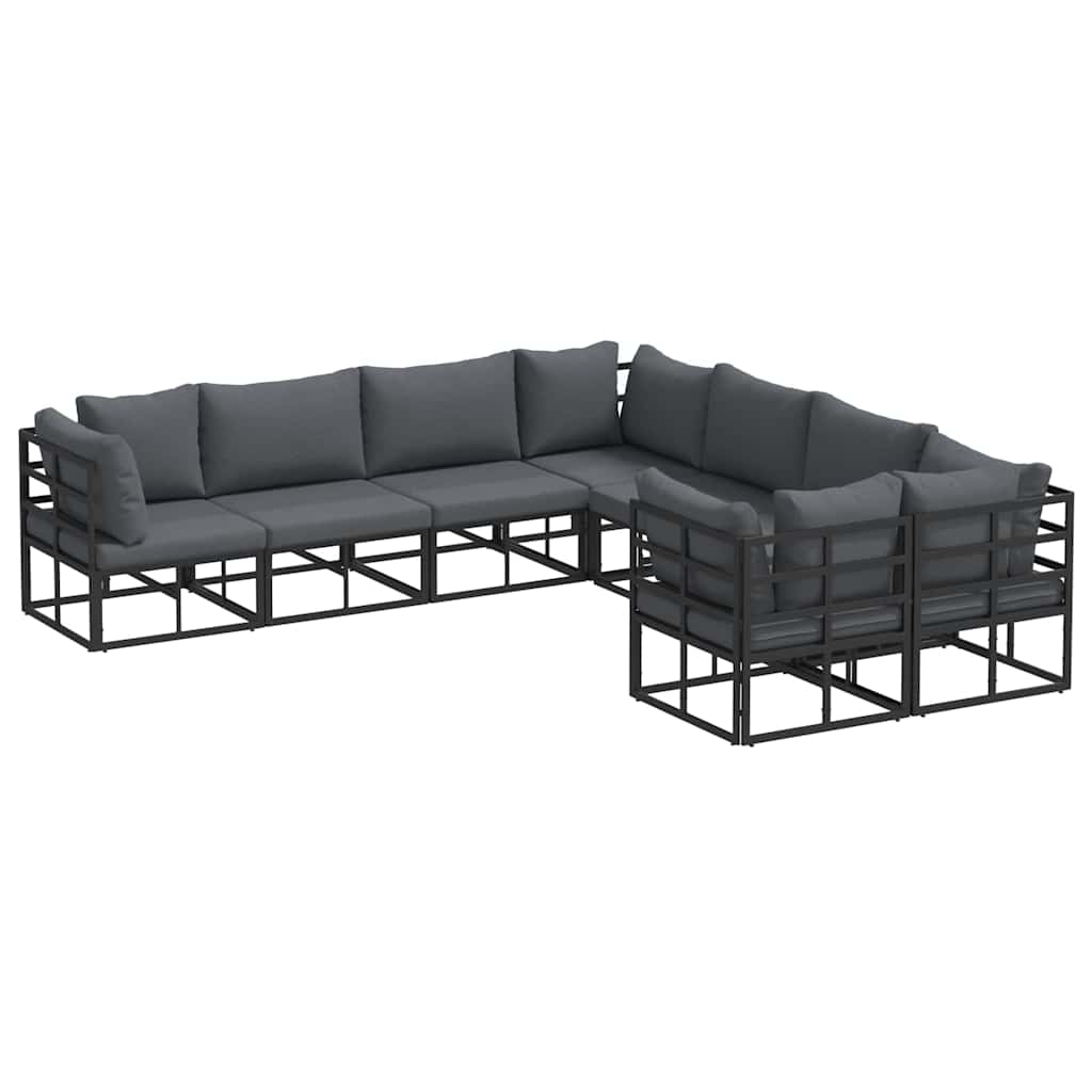 Set Divano da Giardino con cuscino 8 pcs Nero Acciaio