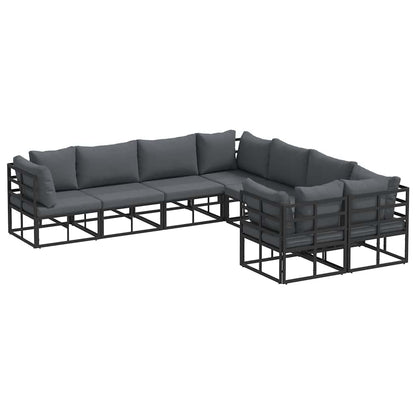 Set Divano da Giardino con cuscino 8 pcs Nero Acciaio