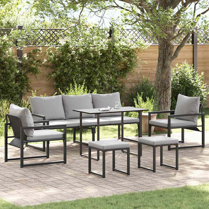 Set Divano da Giardino con cuscino 6 pcs Nero Acciaio