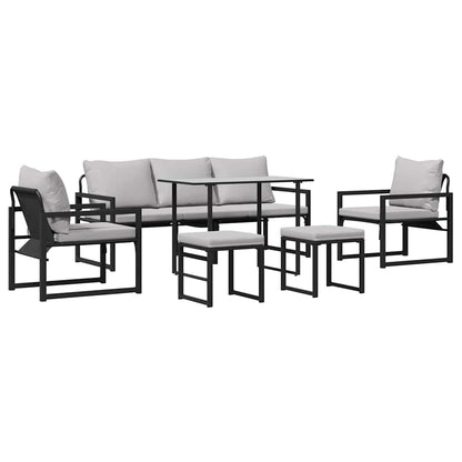 Set Divano da Giardino con cuscino 6 pcs Nero Acciaio