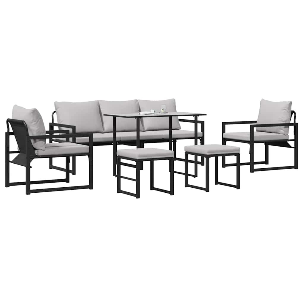 Set Divano da Giardino con cuscino 6 pcs Nero Acciaio