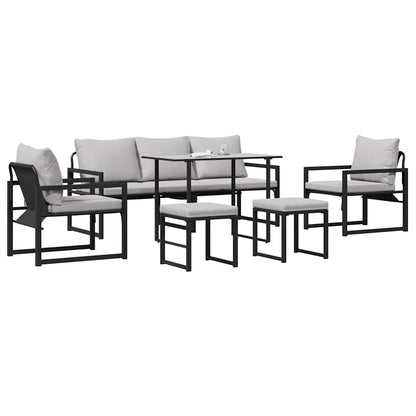 Set Divano da Giardino con cuscino 6 pcs Nero Acciaio