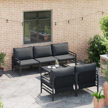 Set Divano da Giardino con cuscino 6 pcs Nero Acciaio