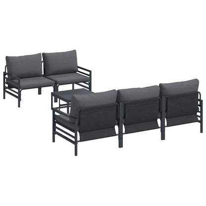 Set Divano da Giardino con cuscino 6 pcs Nero Acciaio