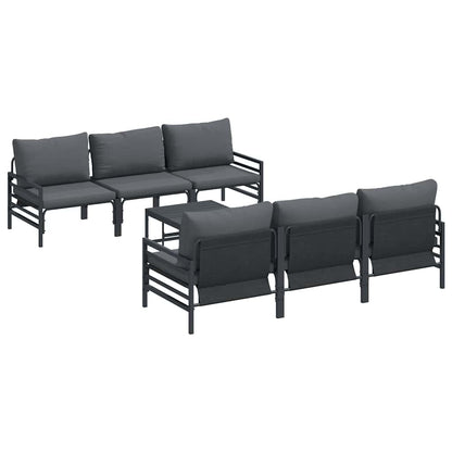 Set Divano da Giardino con cuscino 7 pcs Nero Acciaio
