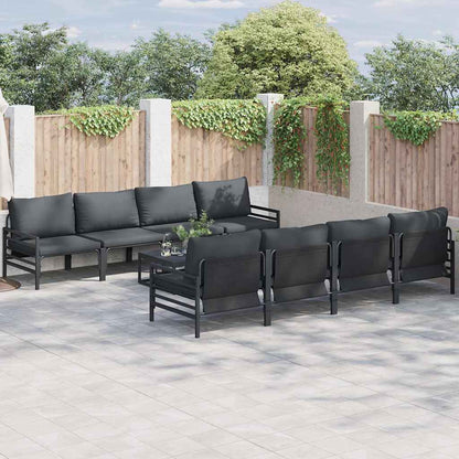 Set Divano da Giardino con cuscino 9 pcs Nero Acciaio