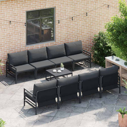 Set Divano da Giardino con cuscino 9 pcs Nero Acciaio