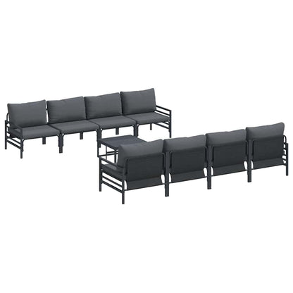 Set Divano da Giardino con cuscino 9 pcs Nero Acciaio