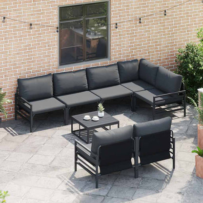 Set Divano da Giardino con cuscino 7 pcs Nero Acciaio
