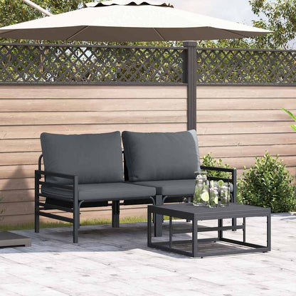 Set Divano da Giardino con cuscino 3 pcs Nero Acciaio