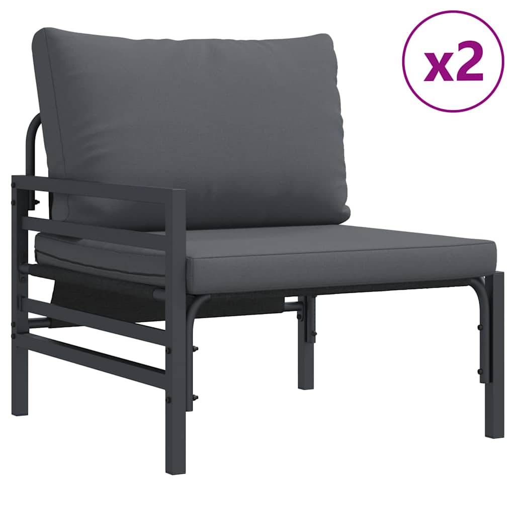 Set Divano da Giardino con cuscino 3 pcs Nero Acciaio
