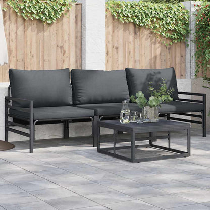 Set Divano da Giardino con cuscino 3 pcs Nero Acciaio