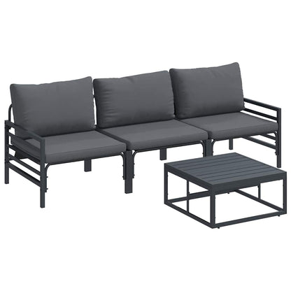 Set Divano da Giardino con cuscino 4 pcs Nero Acciaio