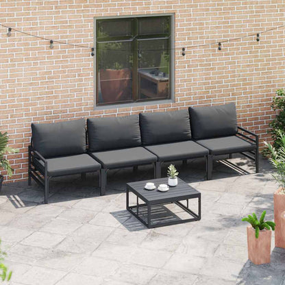 Set Divano da Giardino con cuscino 4 pcs Nero Acciaio
