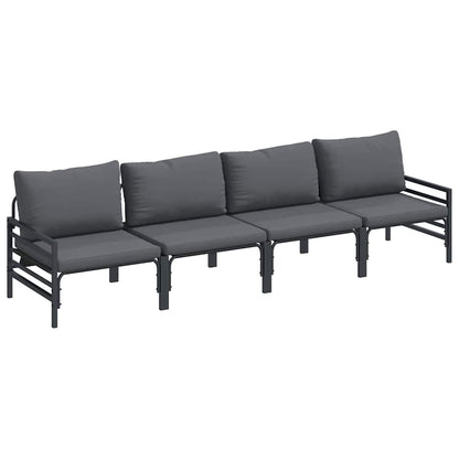 Set Divano da Giardino con cuscino 4 pcs Nero Acciaio