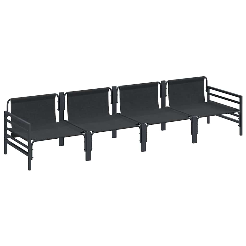 Set Divano da Giardino con cuscino 4 pcs Nero Acciaio
