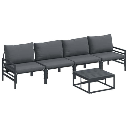 Set Divano da Giardino con cuscino 5 pcs Nero Acciaio